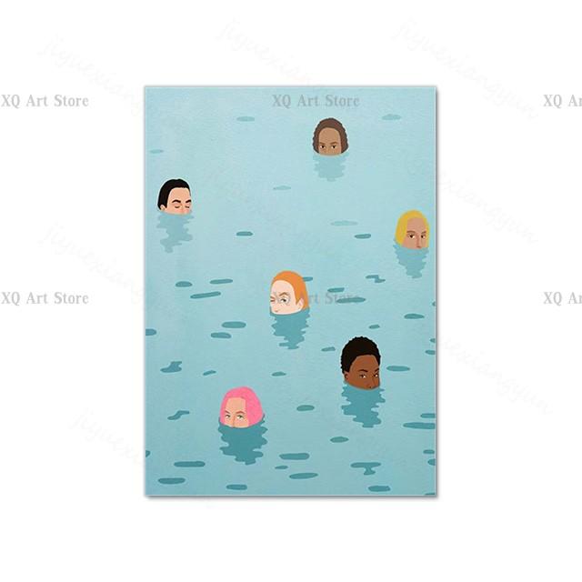 Nordic Poster Pool Party Swim Diving Bathtub Coffee Girl Abstract Wall Art Print Canvas Painting Decor Pictures Living Room Home
