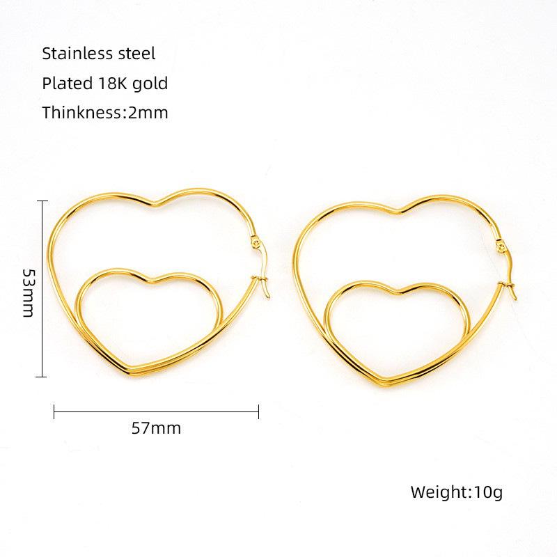 Trendy Double-Layer Heart Design Earrings: European & American Fashion, Versatile & Stylish for Women
