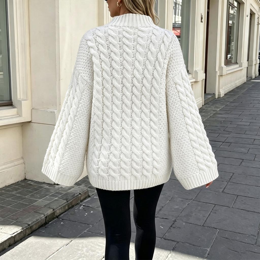 Women's Long Sleeve Pullover Sweater, Oversized Thick Knit Sweater for Fall and Winter