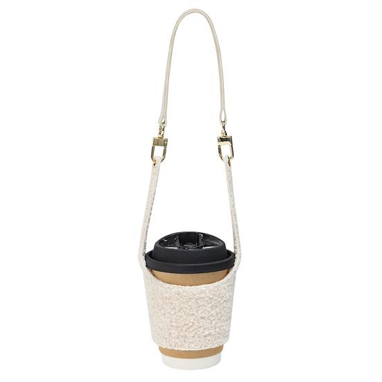 Cozy Fabric Cup Sleeve Plush Coffee Sleeve, Hand Strap Soft Insulated Holder, Autumn Winter Warmer Wrap Retro Style for And Daily Use Anti Scald Milk