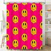 Happy Face Shower Curtain Waterproof Fabric Bold Pink With Smiley Faces Design For Bath Decoration In Bathroom Decorations From