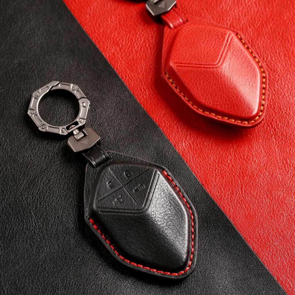 4 Bottons Luxury Genuine Leather Auto Key Fob Cover Case Remote Auto Accessories Fit For Changan Deepal S7 Premium Grade Auto Interior Accessory