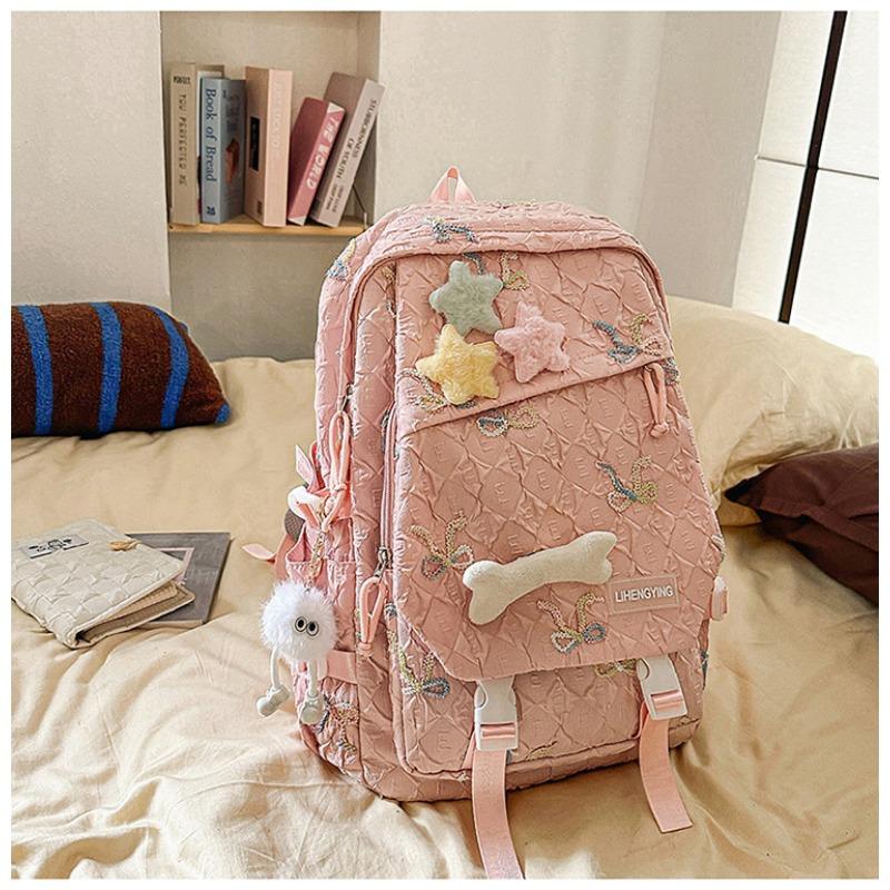 School bag for female junior high school students, high value, cute bow backpack, large capacity, grade 3 to 6 primary school students backpack