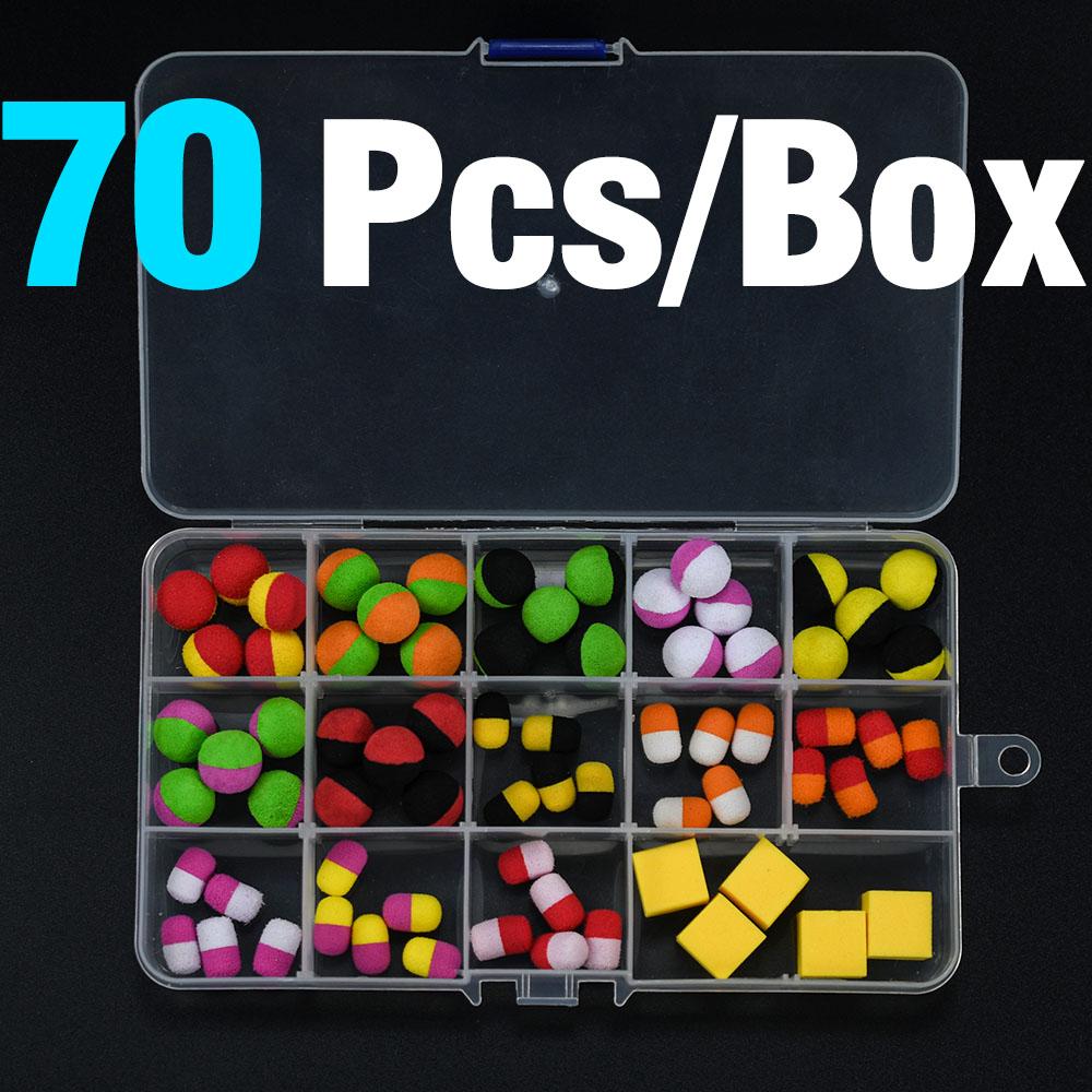 70Pcs Complete Fishing Float Kit with Tackle Box, Assorted Foam Fishing Bobbers Strike Indicators for Carp Trout Fishing
