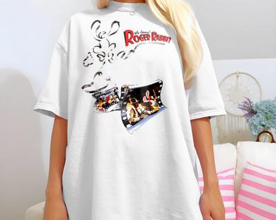 Vintage Who Framed Roger Rabbit V1 Natureel T-shirt en kinder shirt filmposter retro vintage Katoen Heren Dames cadeau present
