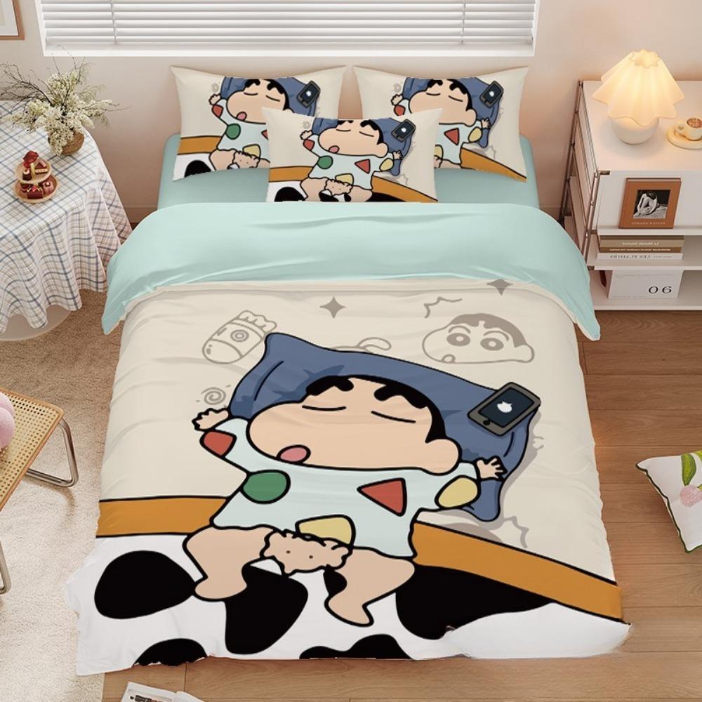 Uroczy Crayon Shin chan, Zestawy pościeli z mikrofibry, Pościel dziecięca z zamkiem błyskawicznym, Dekoracja pokoju, Poszwa na kołdrę dla nastolatków i dorosłych