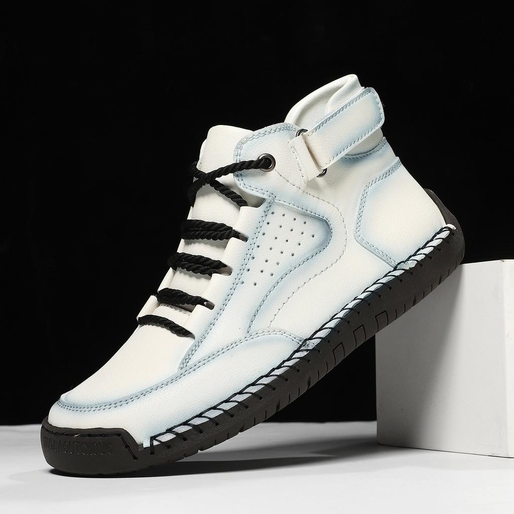 Large Size Men's Shoes Outdoor Casual Shoes Flat Stitched Leather Shoes High Top Large Size Shoes Martin Boots