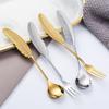 HANYANG Feather Spoon Golden 304 Stainless Steel Fruit Fork Literary Small Spoon Spoon Spoon Creative Tableware Colorful Feather Spoon