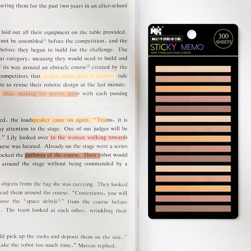 1 szt. Półprzezroczyste indeksy 300 arkuszy wiele kolorów wyjątkowo cienkie karteczki samoprzylepne notatnik etykieta samoprzylepna