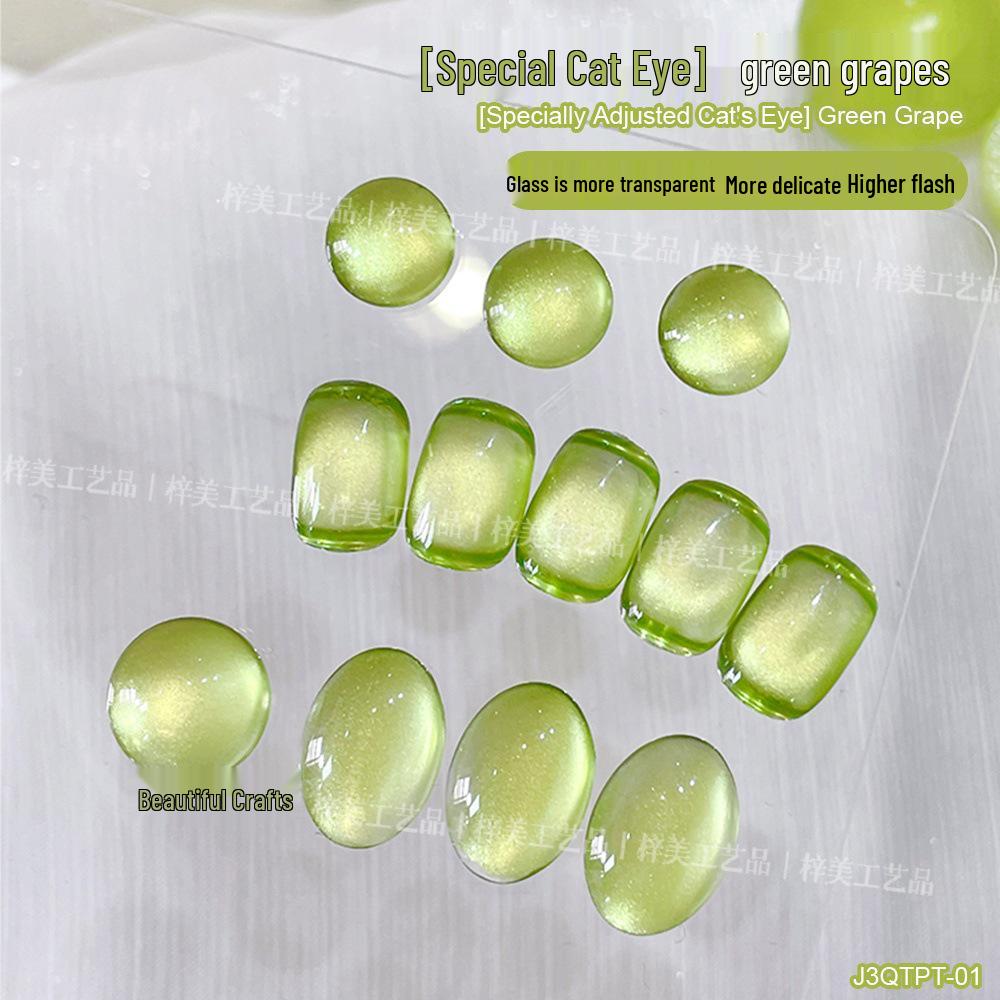 

2025 Green Grape Glass Beads Cat Eye Nail Gel: Super Flash, Translucent Ice, Delicate White. зелёный/виноградный