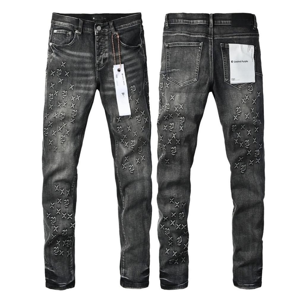 New Fashion Jeans Men streetwear Classic style Black Distressed Streetwear High Stretch Skinny Button Fly Ripped Trousers Brand