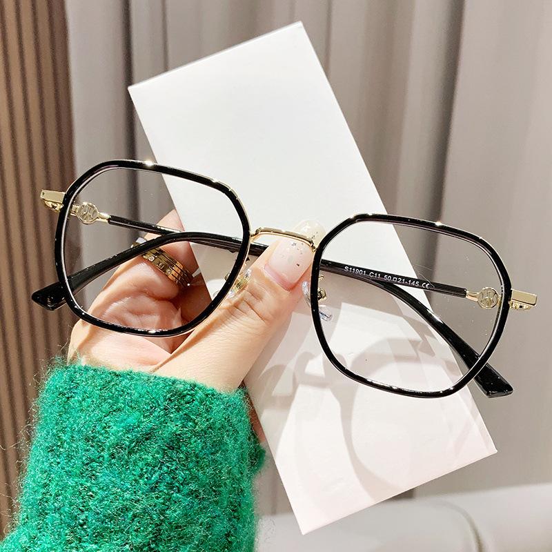 Metal Glasses Frame Antique Progressive Flat Mirror Myopia Frame Oval Frame Mirror Frame Tr Double Circle Tide