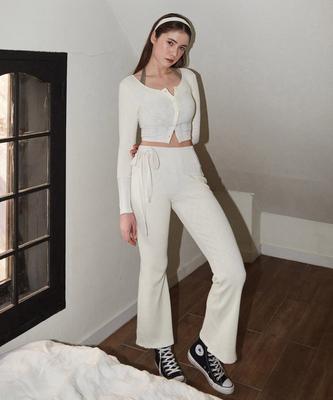 Yuhili Modal Knit Flare Pants / Cream