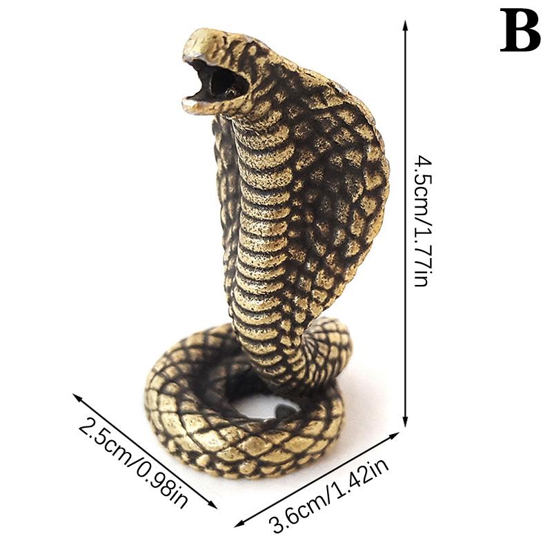 Antique Bronze Cobra Boa Snake Statue Miniature Figurines Copper Zodiac Animal Desk Decoration Tea Pets Ornaments Incense Burner