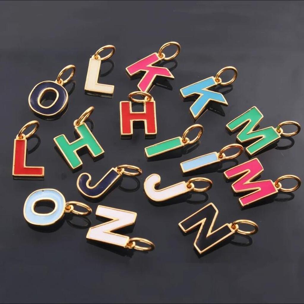 CARLIDANA Hot Sale New Style Hot Sale DIY Accessories Oil Drop Colorful Initial A -Z Letter Brand Stainless Steel Pendant Charms