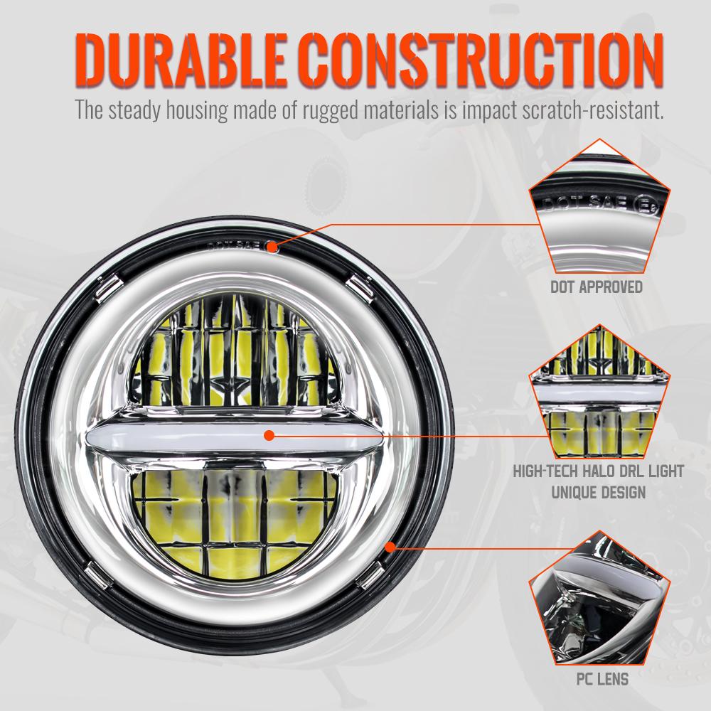 For Harley Sportster 1200 883 Street 500 750 FXDB Dyna Motorcycles LED Headlight 85W with DRL 5-3/4" Projector Round Headlamp