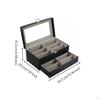 12Slot Eyeglass Storage Box DoubleLayer Display with Drawer Flocked Interior PU Leather