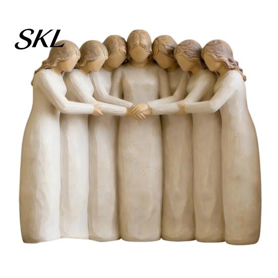 Personalized Sister Group Gift Four Women Friendship Figurine Decor, Sisterhood Statue for Friends, Sisters Hand-Carved Figurines and Moms,