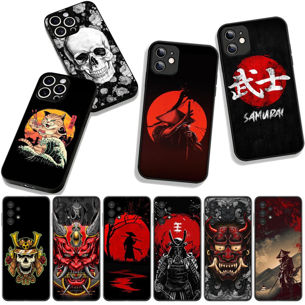 Cover for Apple iPhone 16 15 14 Plus 13 12 Mini 17 Pro Max + ProMax 16E Air 16+ 15+ Case Japan Samurai Skeleton Skull Ninja