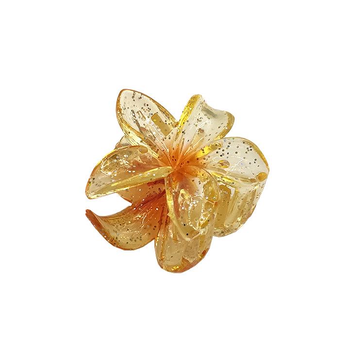 4cm průhledná třpytivá sponka do vlasů ve tvaru vajíčka s květinou - žraločí sponka do vlasů