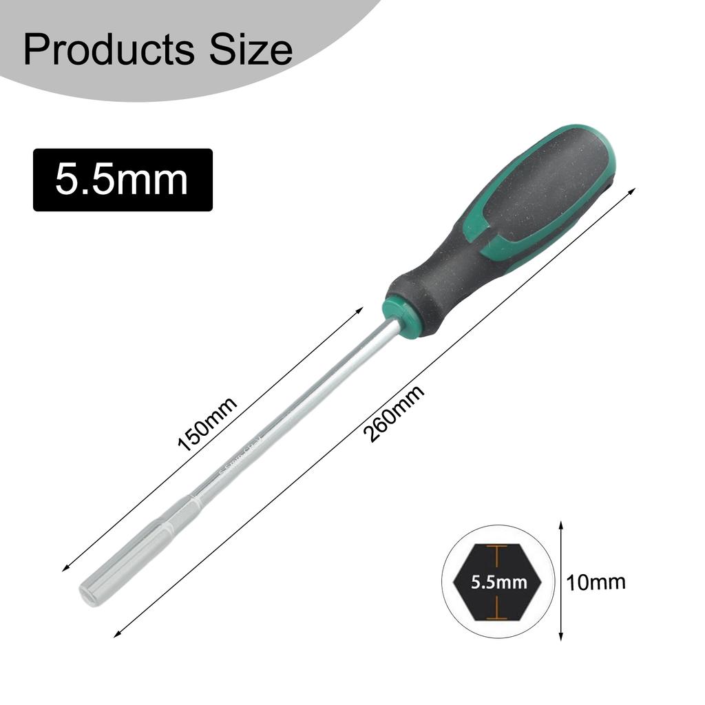 1 Stück Schraubendreher Steckschlüssel Sechskant Schraubendreher Sechskantmutter Schlüssel Verlängerungstreiber 5-14mm Metall Handwerkzeugteile Länge 150mm