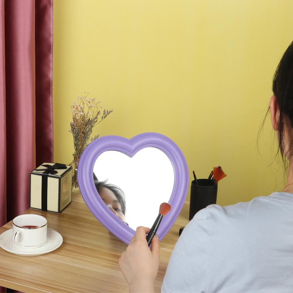 Portable Cute Wall hanging Women/Girls Makeup Mirror Cosmetic Mirror Heart Shaped Handheld