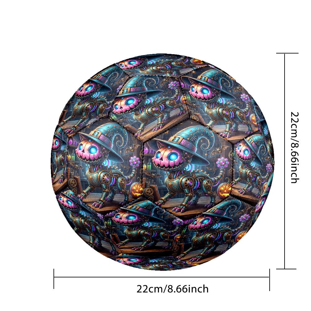 1pc Steampunk Pumpkin Cat Size 5 Soccer Ball Professional Lightweight Durable Match Training Football Indoor &Outdoor Sports BallTraining Ball Y33