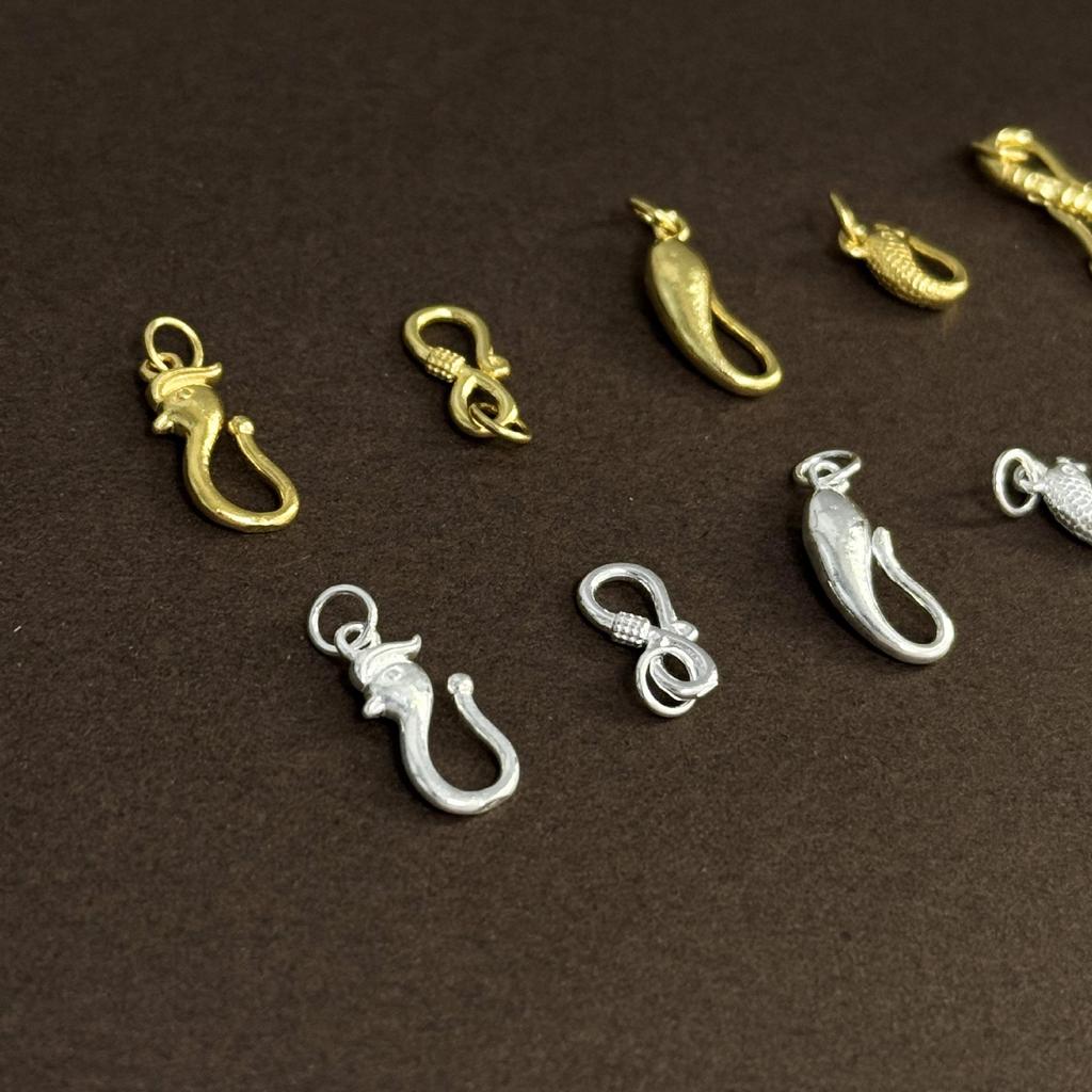 S999 Sterling Silber & Gold Hummerklauen-Verschlussverbinder für DIY-Halsketten, Armbänder & Schmuckflechten.