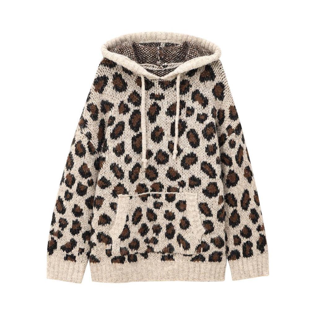 2024 Fall Women's Animal Pattern Jacquard Knit Sweatshirt - European & American Style Long Sleeve