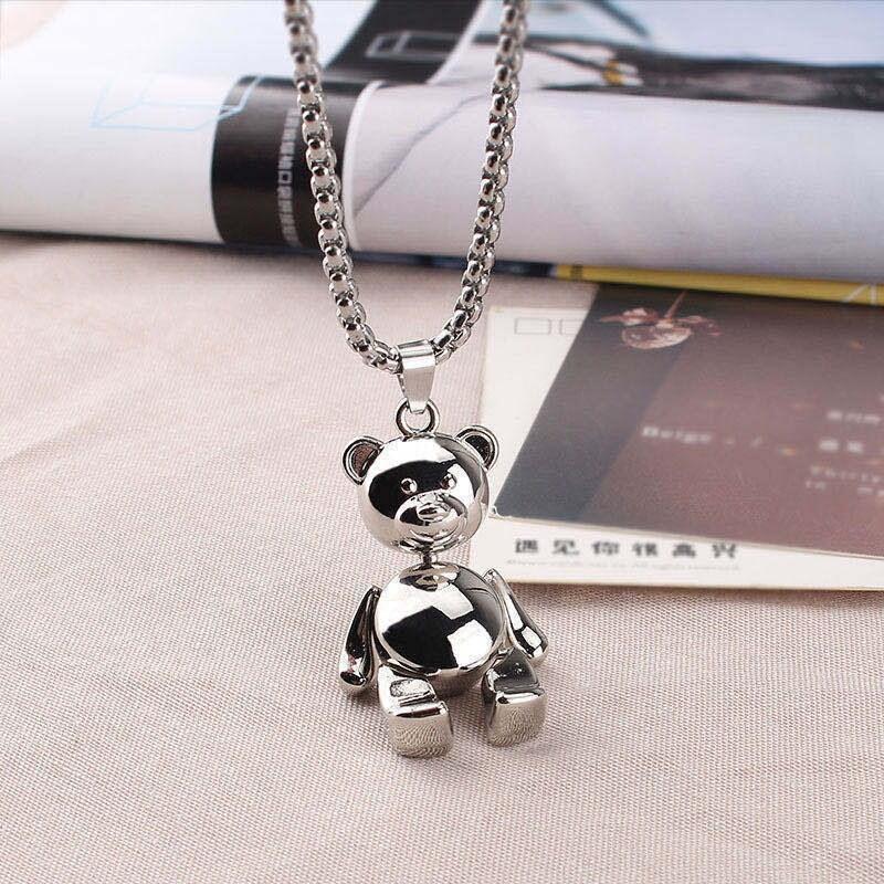 Bear with Movable Limbs, Trendy Hip-hop, Versatile Sweater Chain, Accessories, Necklace, Pendant for Men 60CM(Necklace Long)
