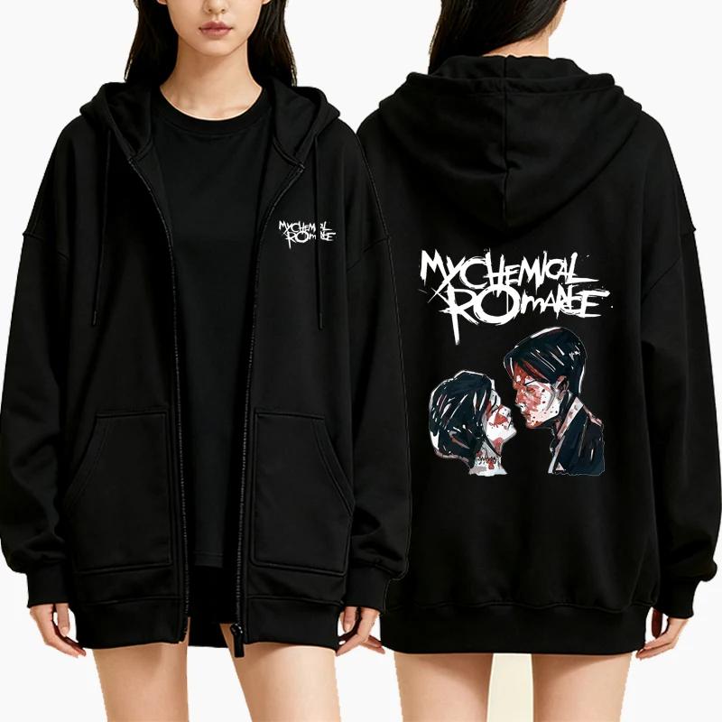 

Женская толстовка на молнии My Chemical Romance Осень Зима Рок Ретро Мода Панк Повседневная Флисовая Толстовка Пуловер Куртка Пальто XS чёрный