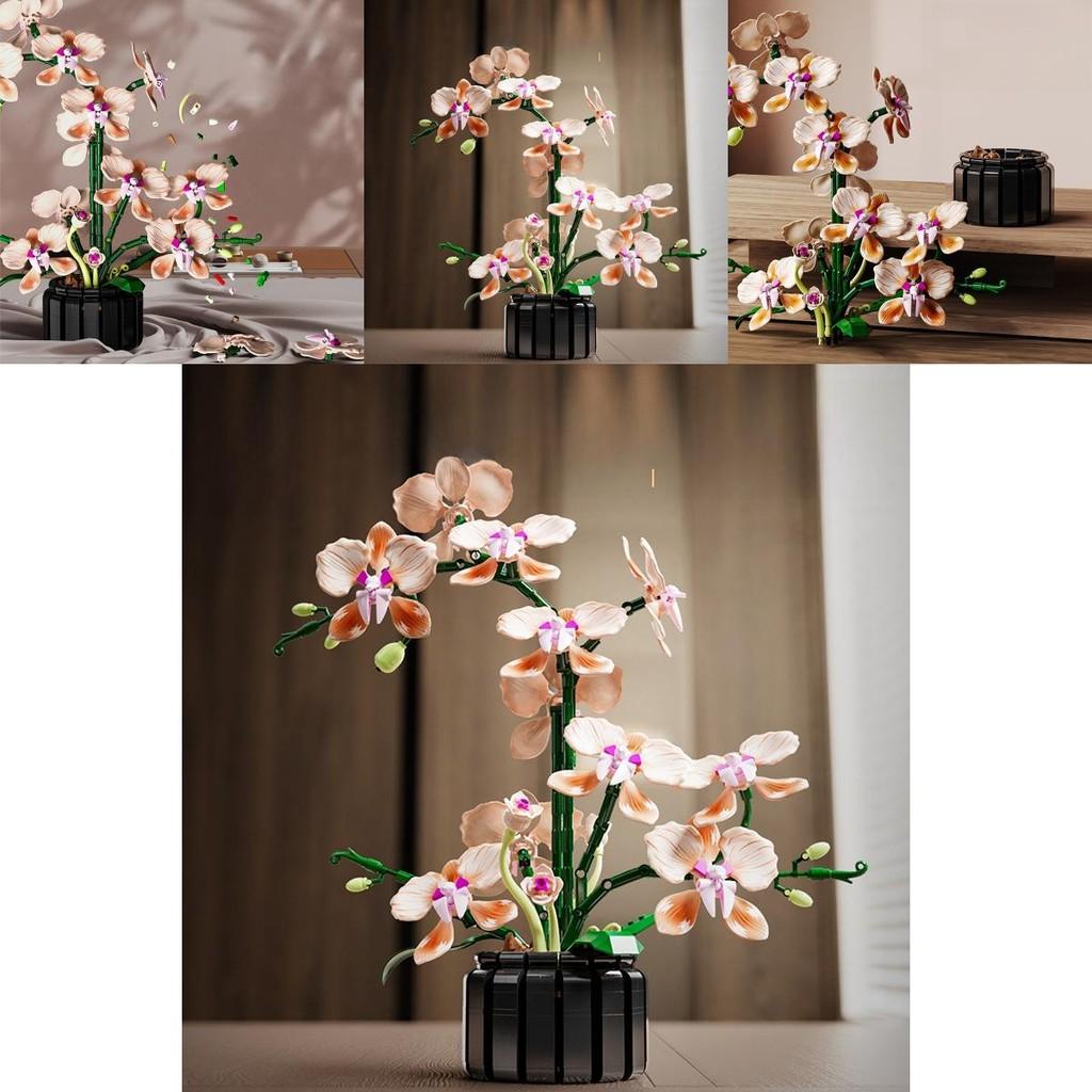 Bausteine Künstlicher Orchideenblumenstrauß Mit DIY-Montage Für Heimdekoration