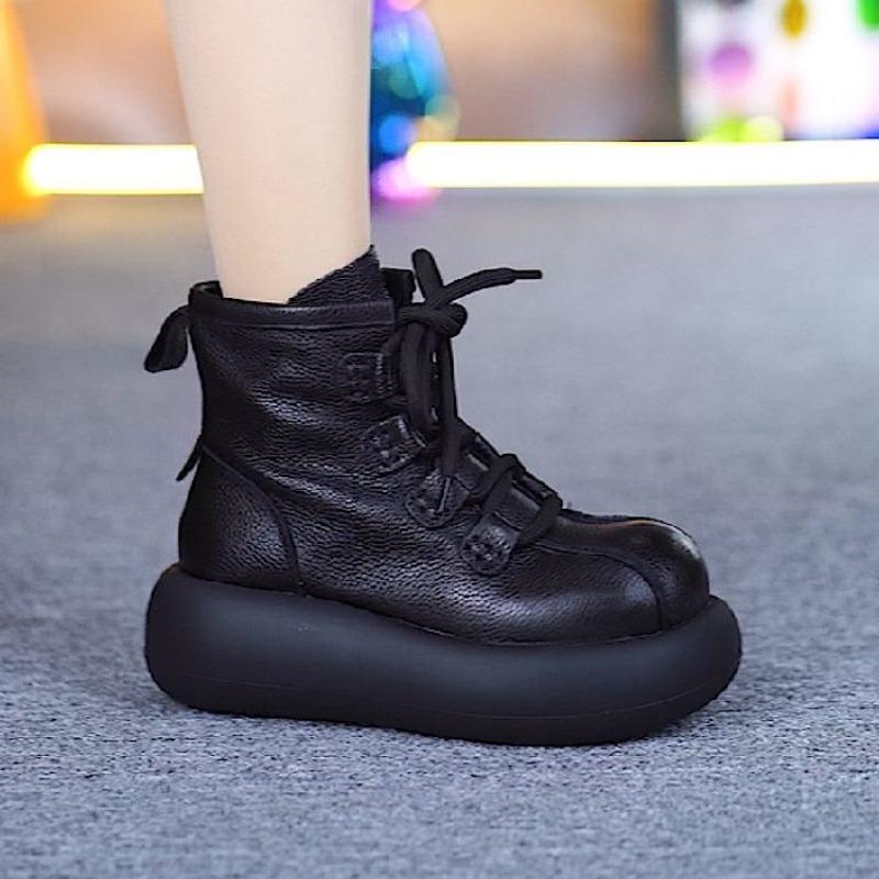 Chaussures Plates à Plateforme Bottines Femme Talons Hauts Chaussures en Cuir Baskets Décontractées Tendance Hiver 2025 Chaussures de Sport Gothiques à Lacets Botas Mujer