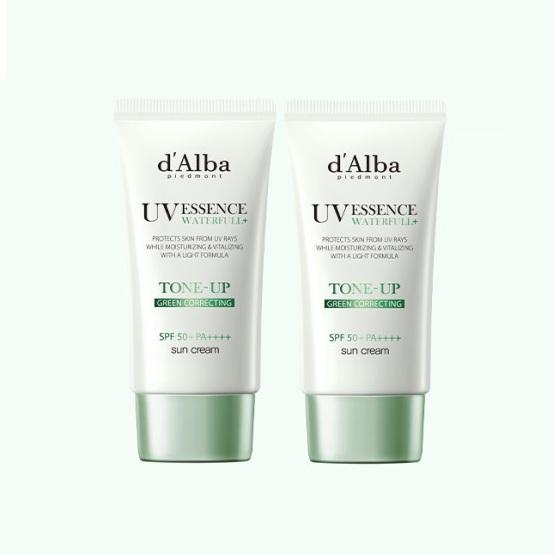 

d Alba Vegan Waterfull Green Tone-Up Sunscreen SPF50+ PA++++ Redness Correcting UV Protection 50ml x 2 Set