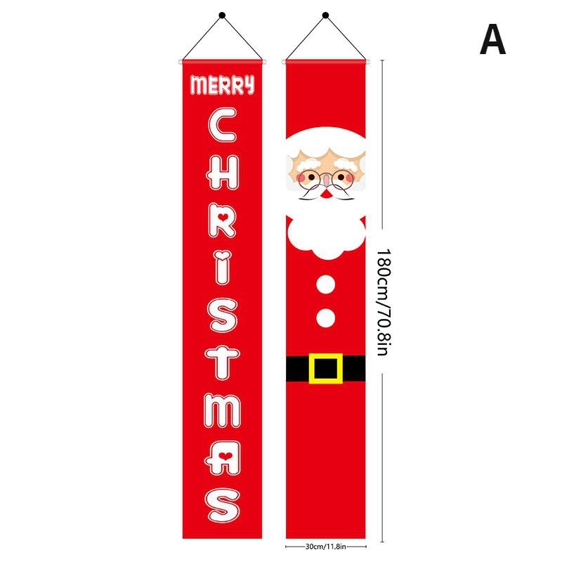 180x30cm God Jul Par på Dørbannere Festdekorativ Verandafane Oxford-stoff for Hjem Veranda Utendørs Jul Hengende Pynt Forsyninger