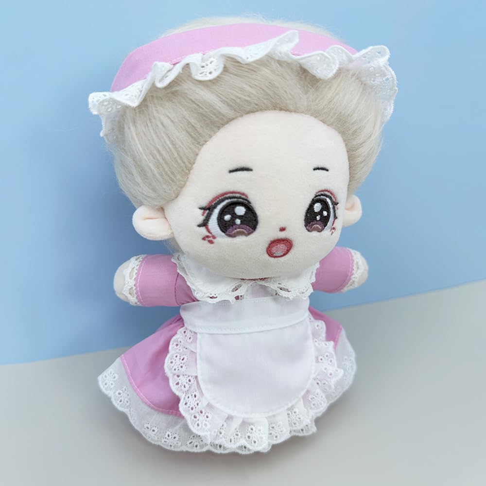 niannyyhouse 15cm 20cm Plush Doll Clothes, Headwear, Apron, Dress, Maid Costume, Cotton Doll Dress-Up (Black 15cm)