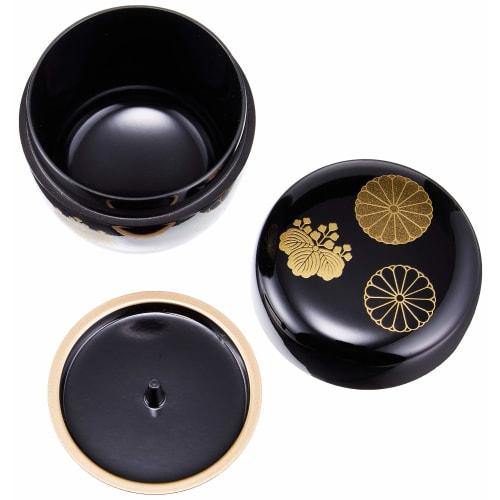 Nakatani Brothers Company Yamanaka Lacquerware 2.2cm Natsume (with inner lid) Black Kodaiji Maki-e 33-4805 -