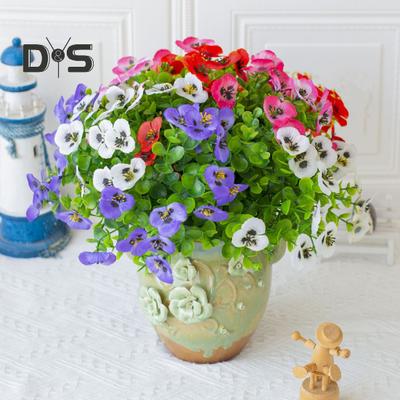 Künstliche Stiefmütterchen für den Außenbereich, UV-beständig, Kunstseidenblumen, bunte Kunststiefmütterchen für Pflanzgefäß, Fensterkasten, Veranda, Hof, Terrassendekoration, 12 Stück