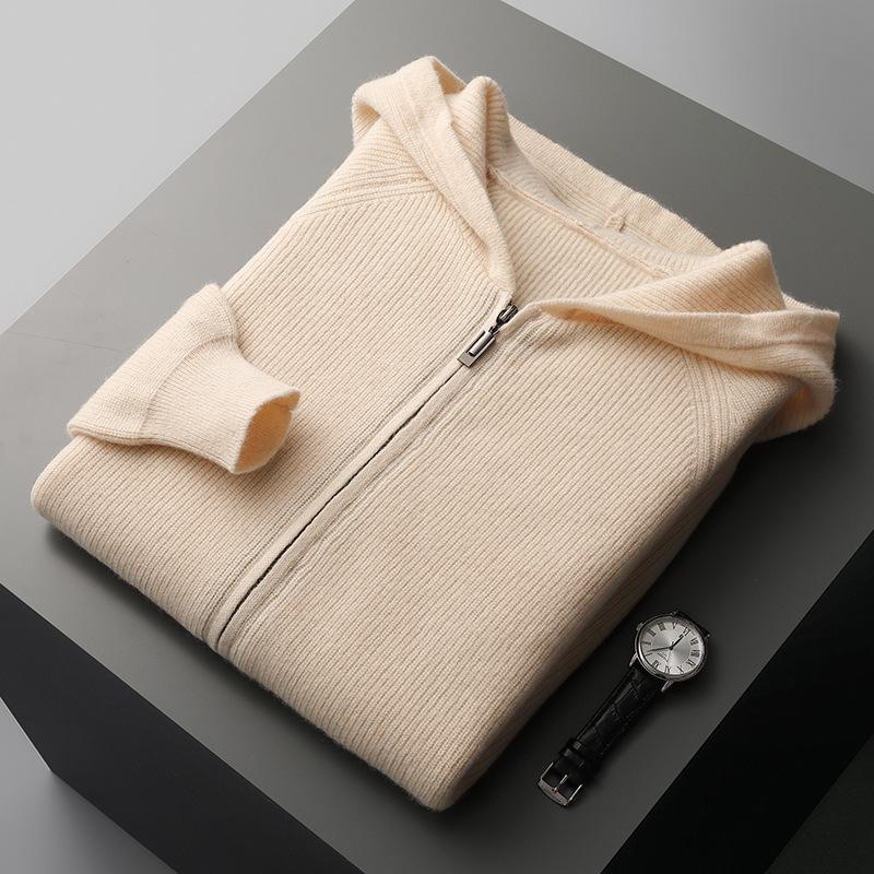 Autumn/Winter Cashmere Hoodies For Men, Zip-Up