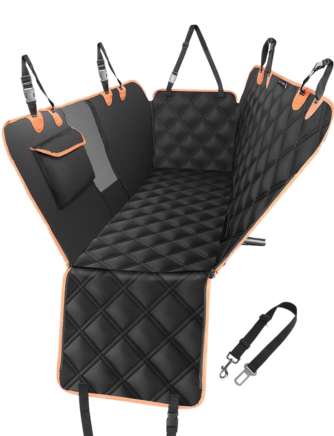 

KYG Автомобильное сиденье-чехол для домашних животных для минивэнов и компактных автомобилей, Сиденье для питомца на заднее сиденье с видимым сетчатым окном, Поводок против побега, Устойчивое к пятнам, Водонепроницаемое, Прочн