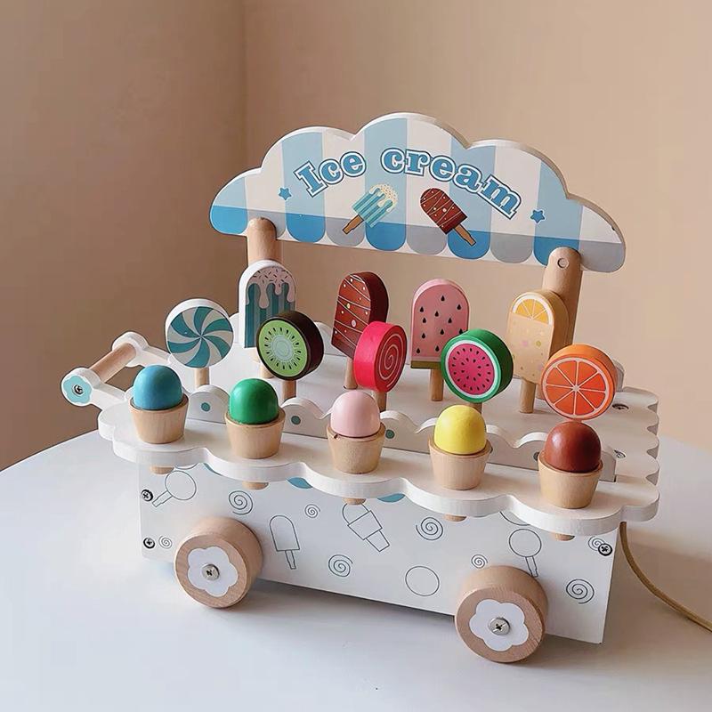 

Wooden Ice Cream Cart Playhouse Toy for Kids