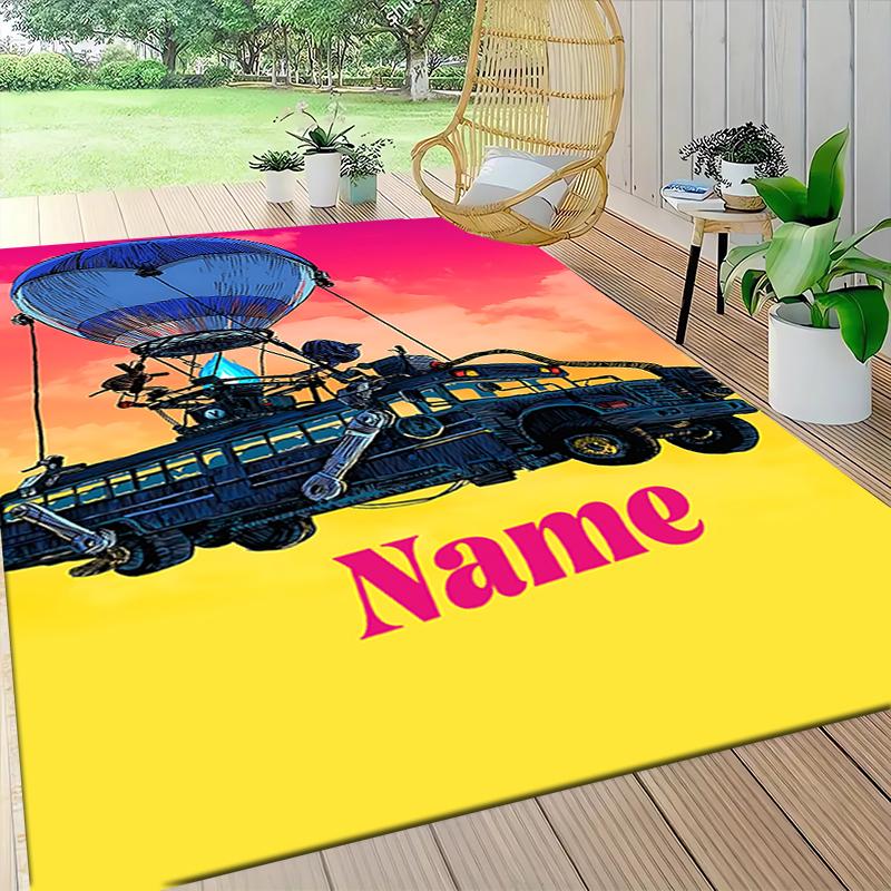 Custom Name Rainbow Fox Adventure Carpet Rug Customizable Soft Washable Anti-Slip Home Living Room Sofa Mats Personalized Rug. 0909161