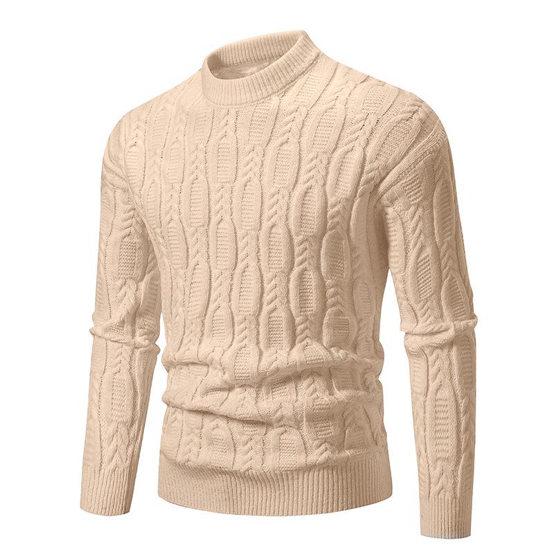 2025 Men's Plus Size Round Neck Jacquard Knit Sweater - Autumn/Winter Fashion