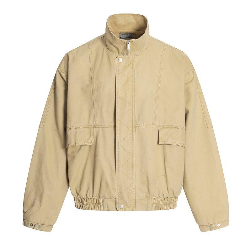 Kisko American High Street Bomber Stand Collar Workwear Jacket Unisex Trendy Brand Cool Cleanfit Short Loose Coat