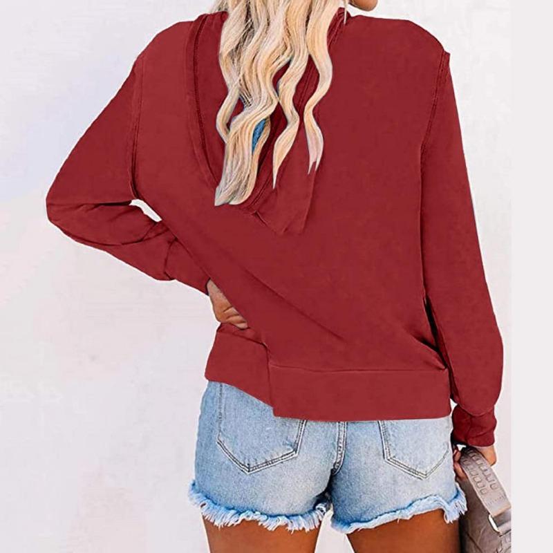 Women S Solid Color Long Sleeve Hooded Zip Up Sweatshirt With Pockets Drawstring