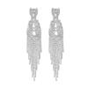 Luxury Rhinestone Tassel Clip-On Earrings for Women - Bridal Accessories