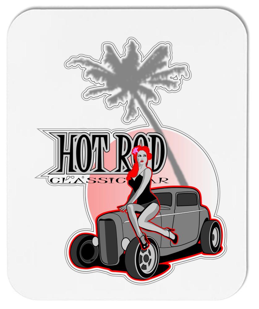 Hot Rod and a Red Head on the Beach - Mouse Pad Unisex T-Shirt XXXL