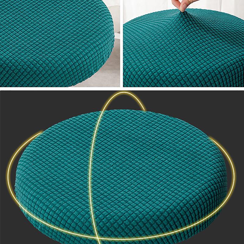 Bar Stool Cover Polar Fleece Round Chair Cover Removable Stool Slipcover Solid Seat Cushion Protector Washable Bar Stool