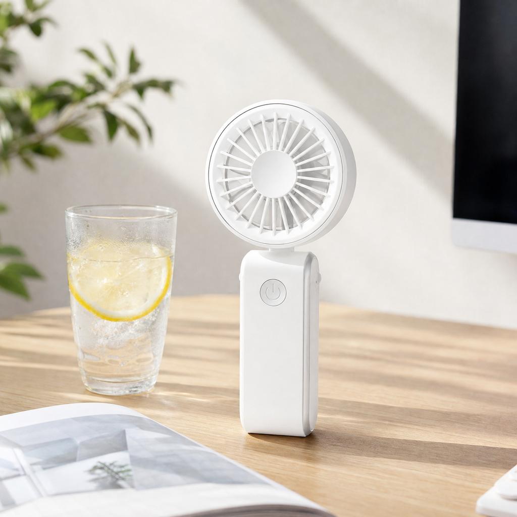 Portable Handheld Rechargeable Fan with 3 Adjustable Speed Settings and 1 to 3 Hours Battery Life Compact Design for Personal Use