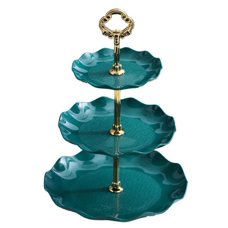 Luxusní vícepatrový stojan na ovoce a občerstvení: Třípatrový držák na dezerty a cukroví do obývacího pokoje